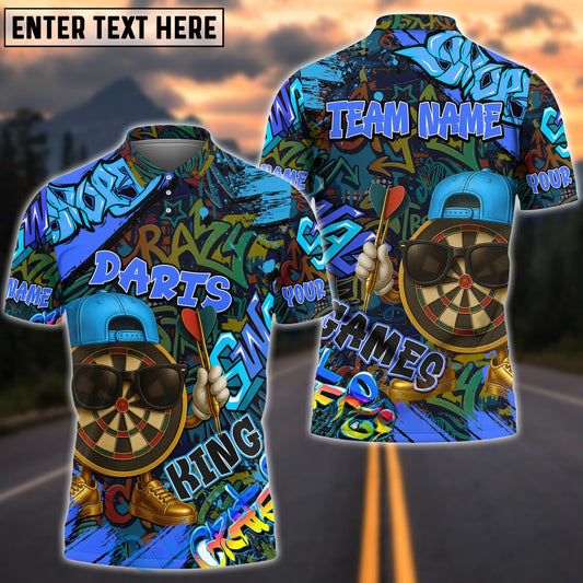 Darts Funny Graffiti Cool Aim Crew Multicolor Options Personalized Name Shirt (4 Colors)