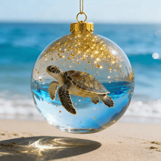 Sea Turtle Beach Globe Christmas Ornament
