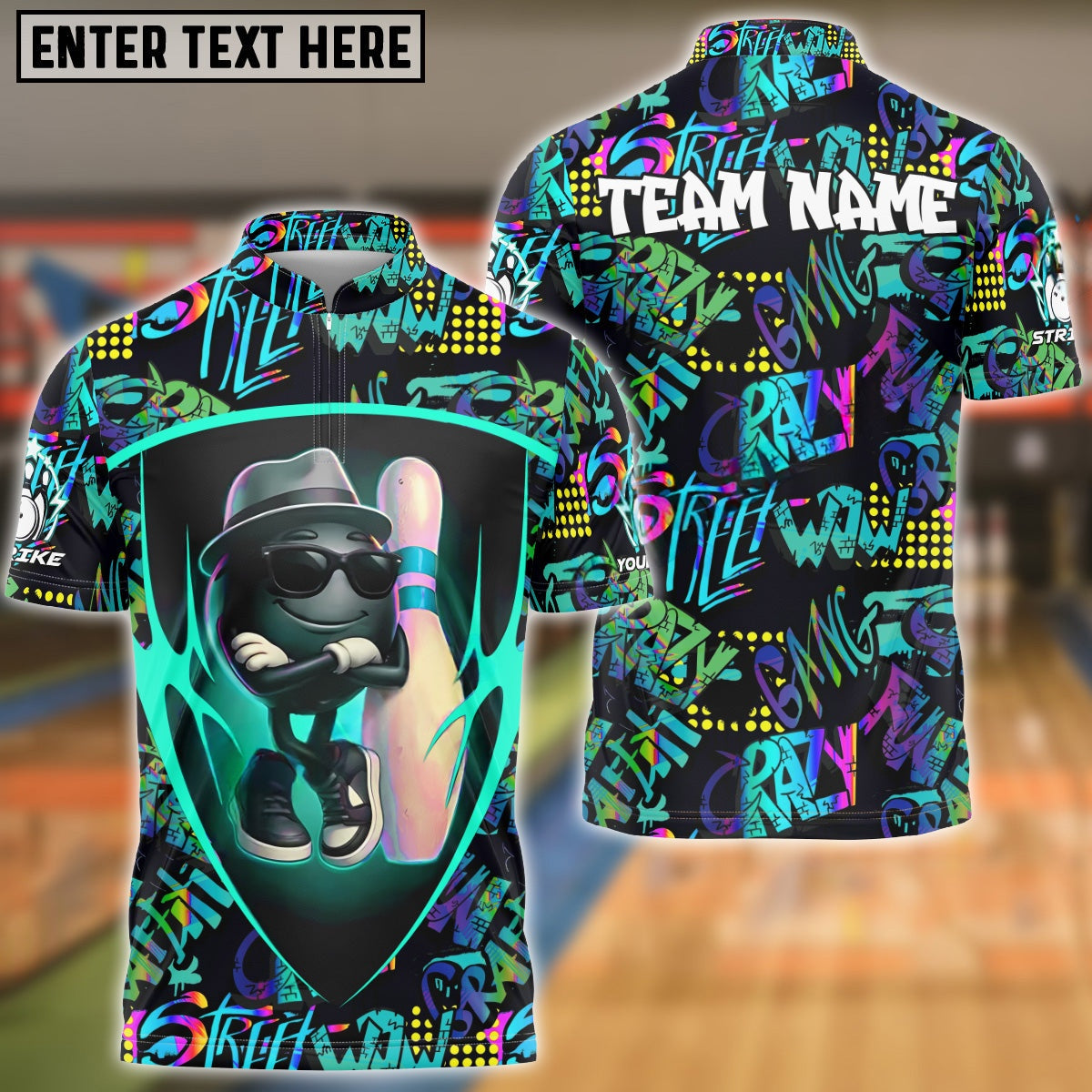 Bowling Street Style Funny Ball Customized Name, Team Name 3D Shirt (4 Colors)
