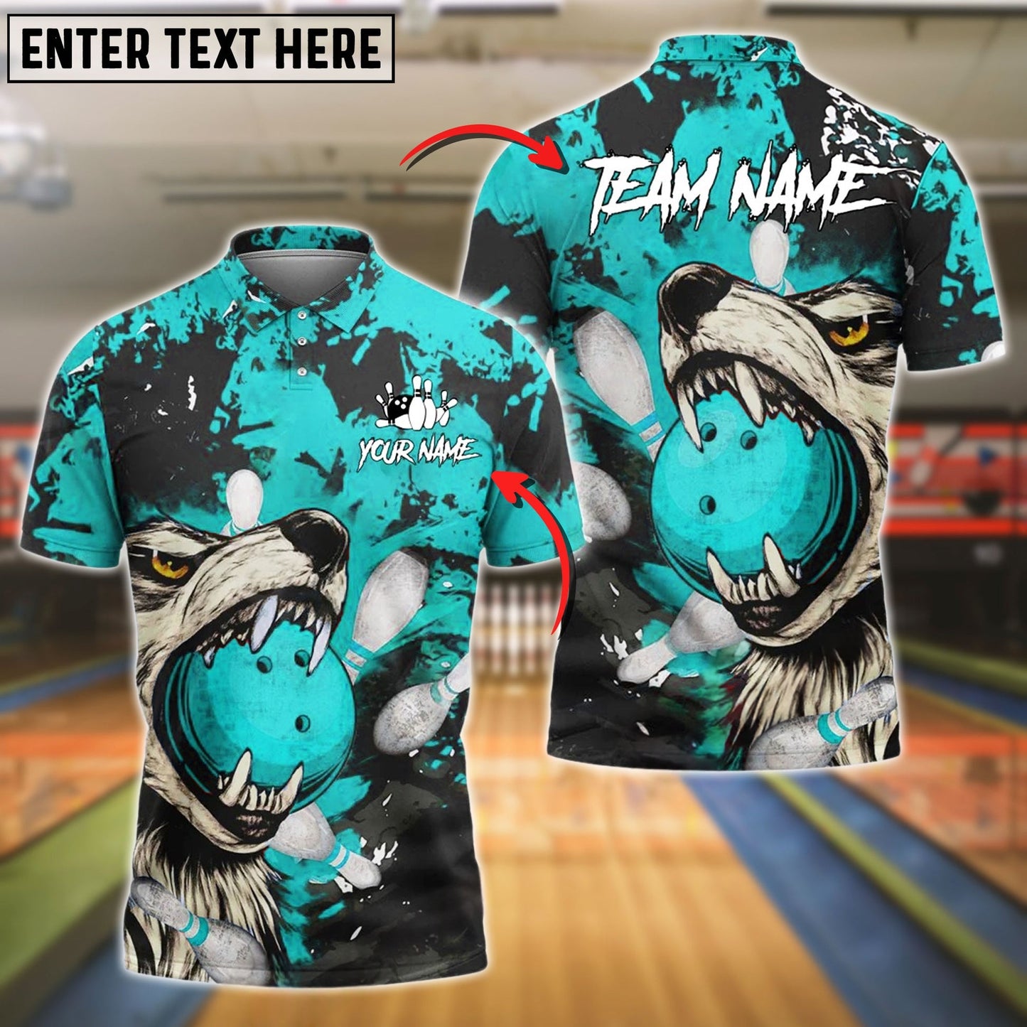 Bowling Wolf Strike Customized Name, Team Name 3D Shirt (4 Colors)