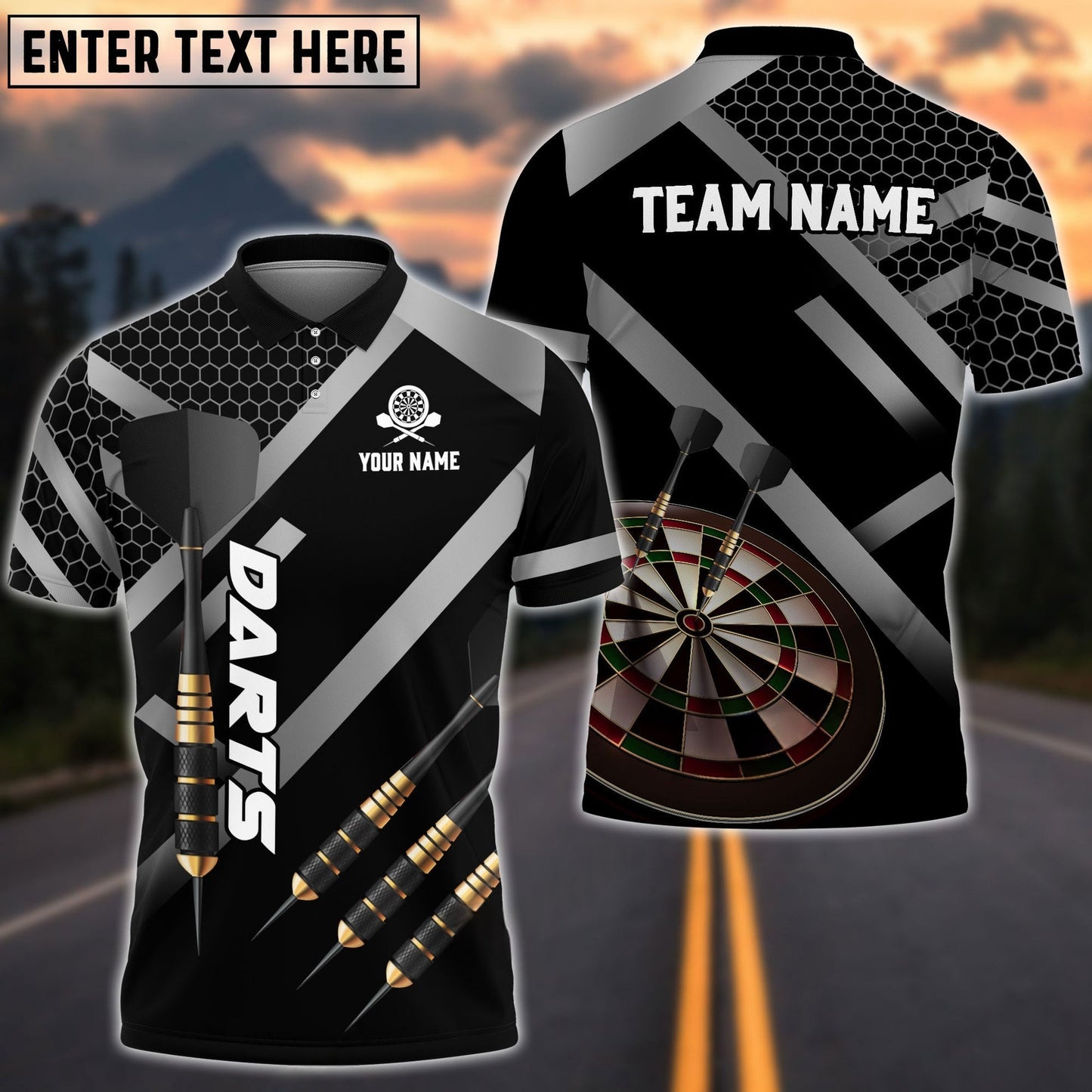 Darts Metalic Style Personalized Name, Team Name Shirt (4 Colors)