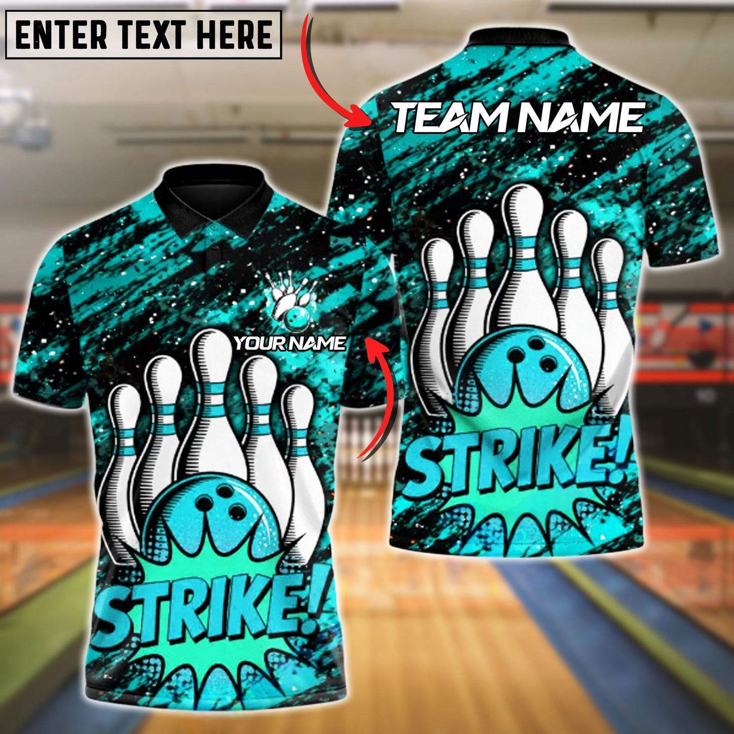 Bowling And Pins Boom Strike Customized Name, Team Name 3D Shirt (4 Colors)