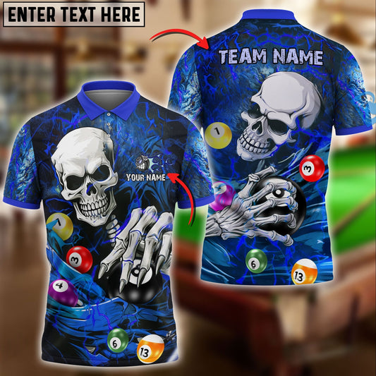 Billiards Ball 8 Skull Lightning Personalized Name & Team Name Shirt