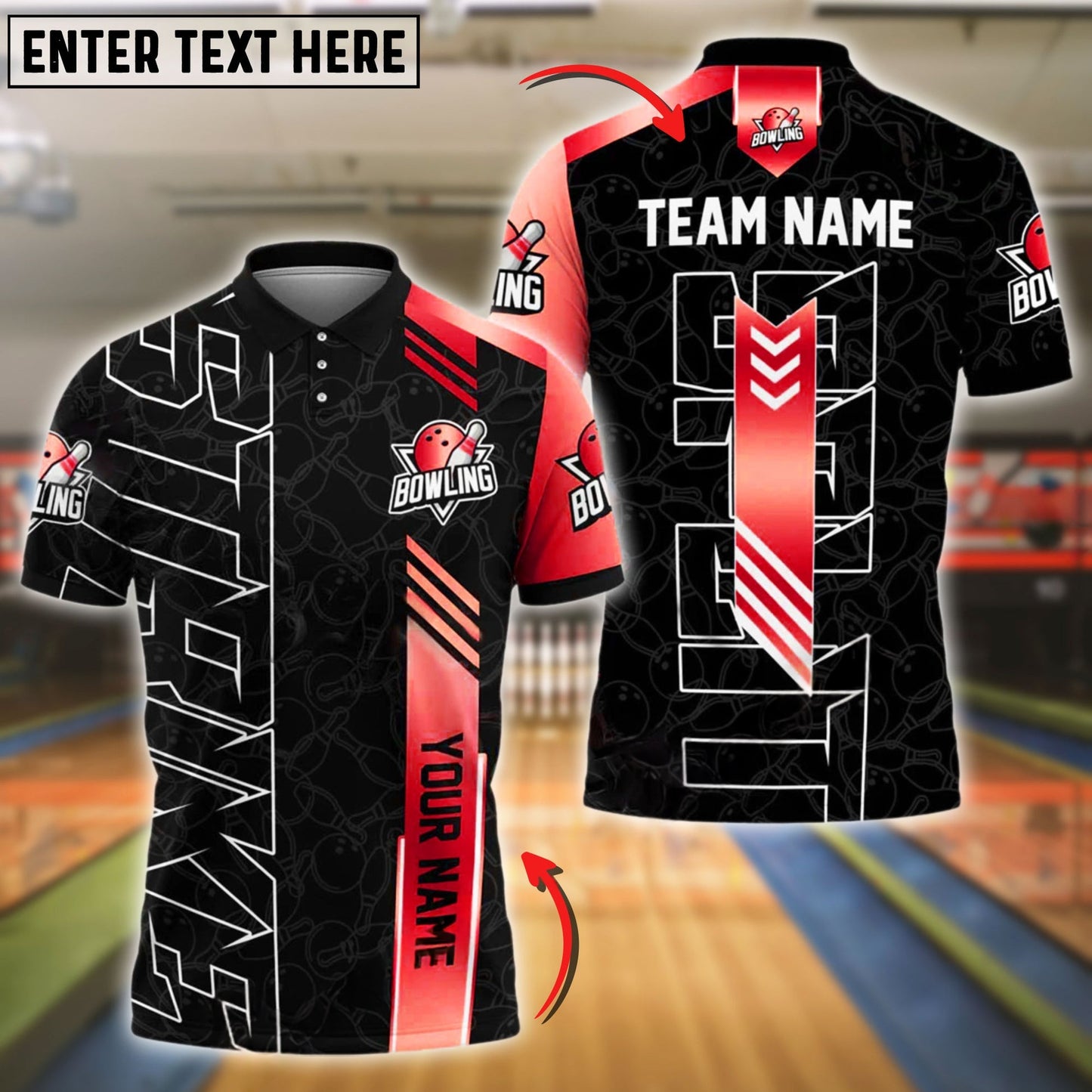Bowling Modern Gold Vector Style Customized Name, Team Name 3D Shirt (4 Colors)
