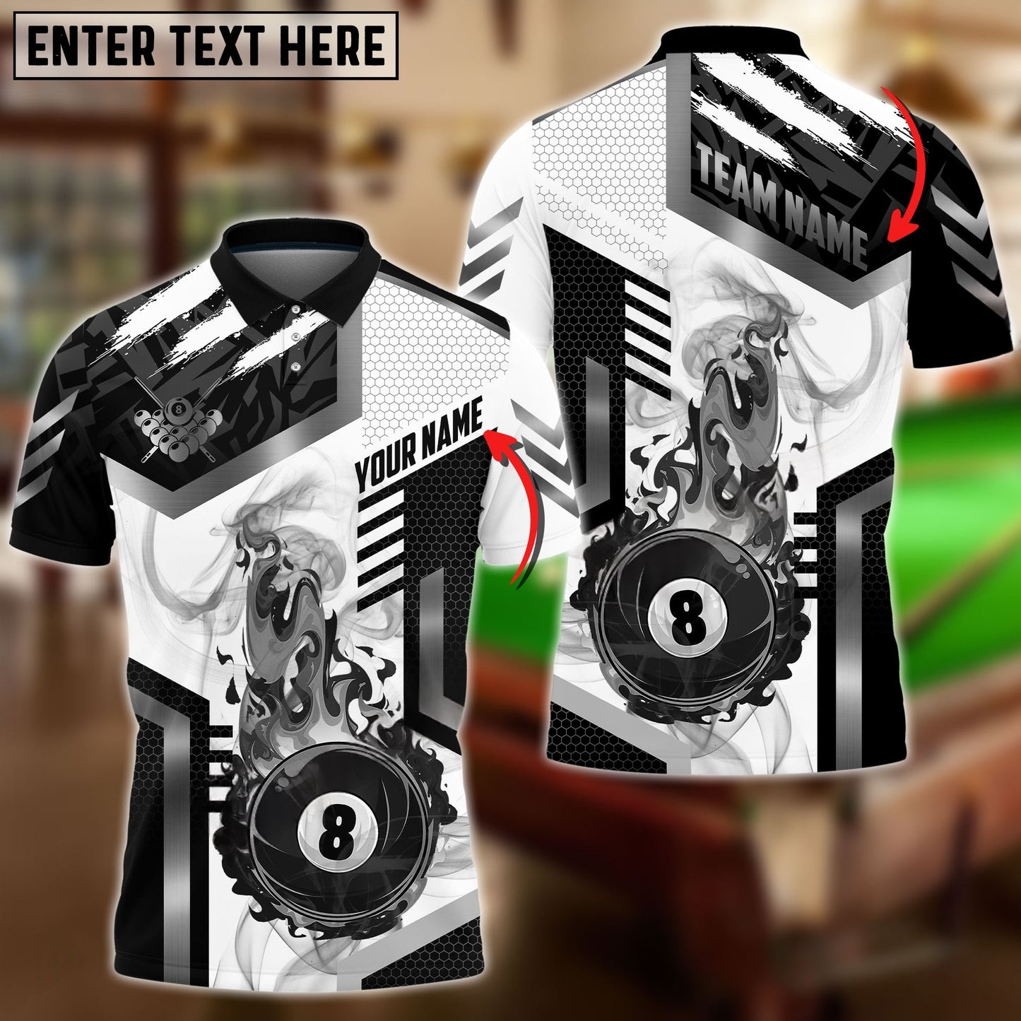 Billiards Ball 8 Premium Line Smoke Personalized Name Shirt