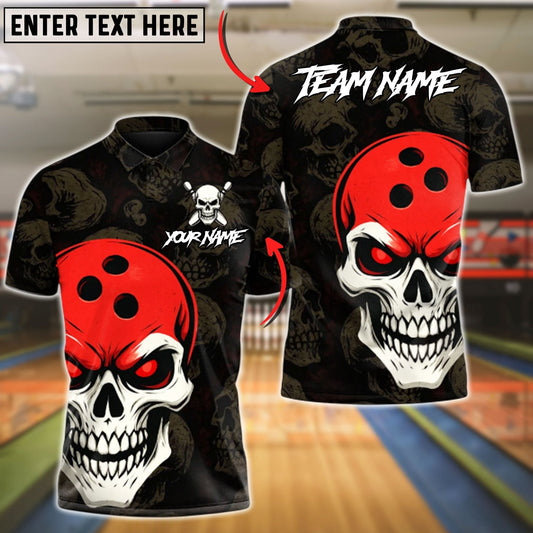 Bowling And Pins Skull Head Customized Name, Team Name 3D Shirt (4 Colors)
