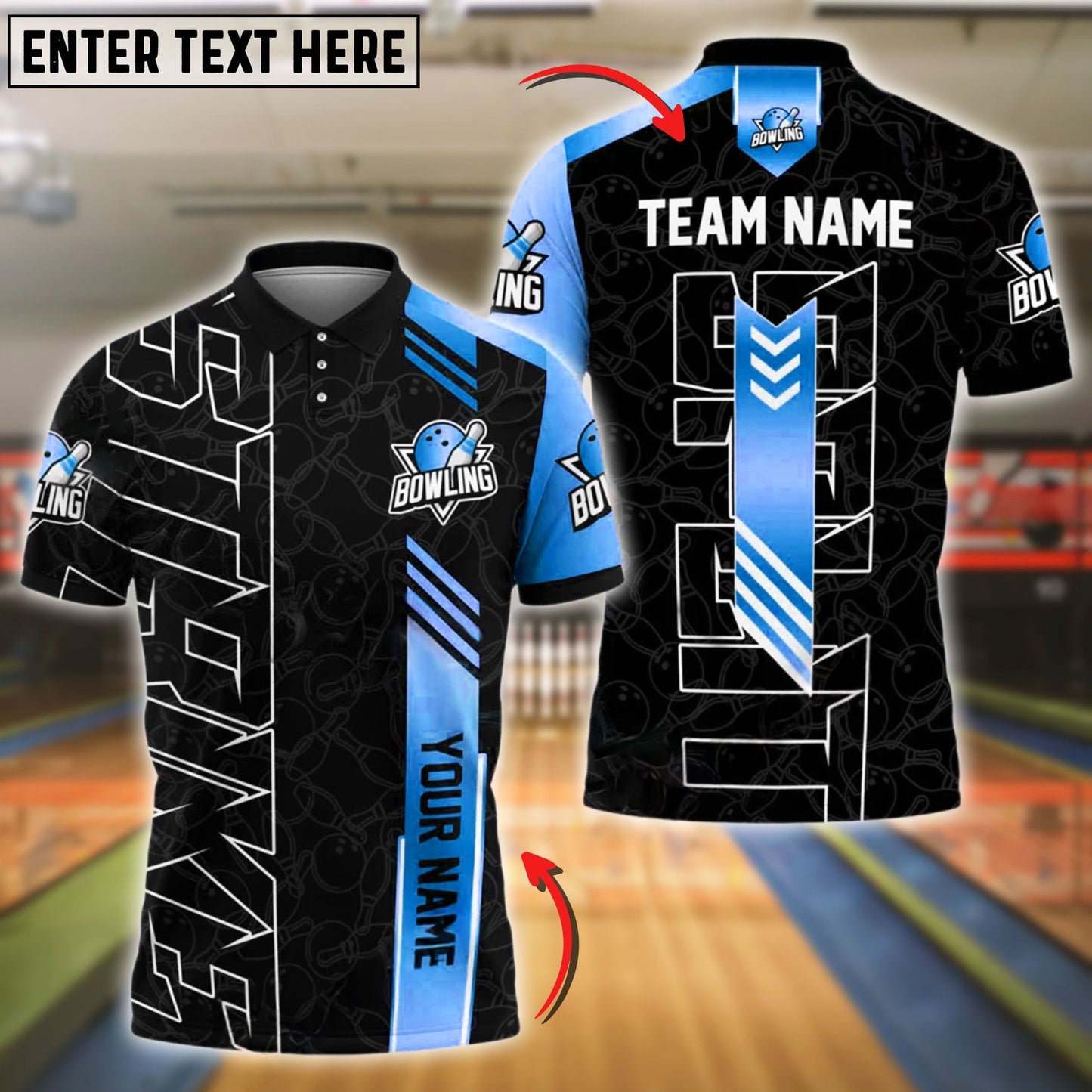 Bowling Modern Gold Vector Style Customized Name, Team Name 3D Shirt (4 Colors)