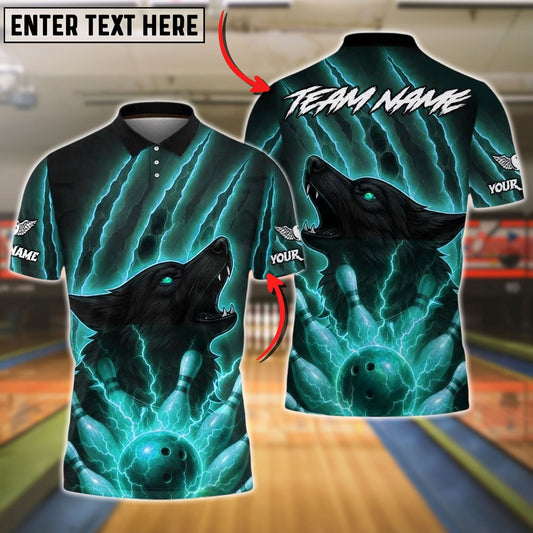 Bowling And Pins Lightning Wolf Strike Customized Name, Team Name 3D Shirt (4 Colors)