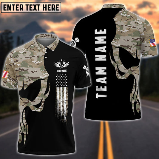 Darts Skull Army Flag Custom Polo Shirts