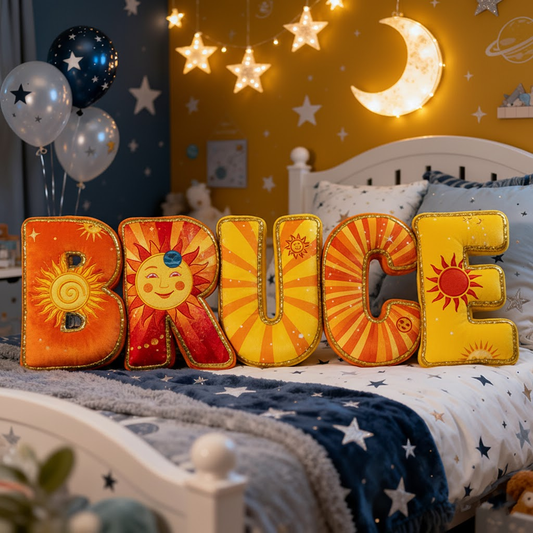 🌞 Sun and Moon Name Pillow – Custom Celestial Themed Bedroom Decor for Kids