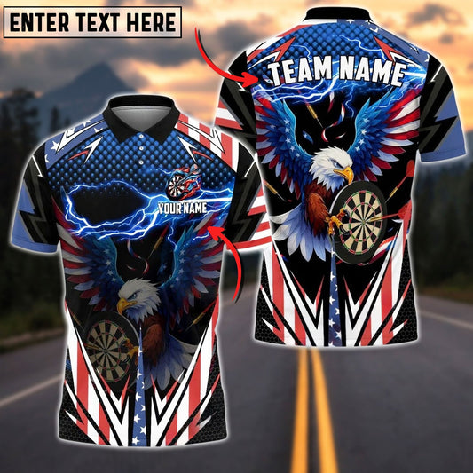 Darts American Bald Eagle Lightning USA Flag Style Personalized Name Shirt