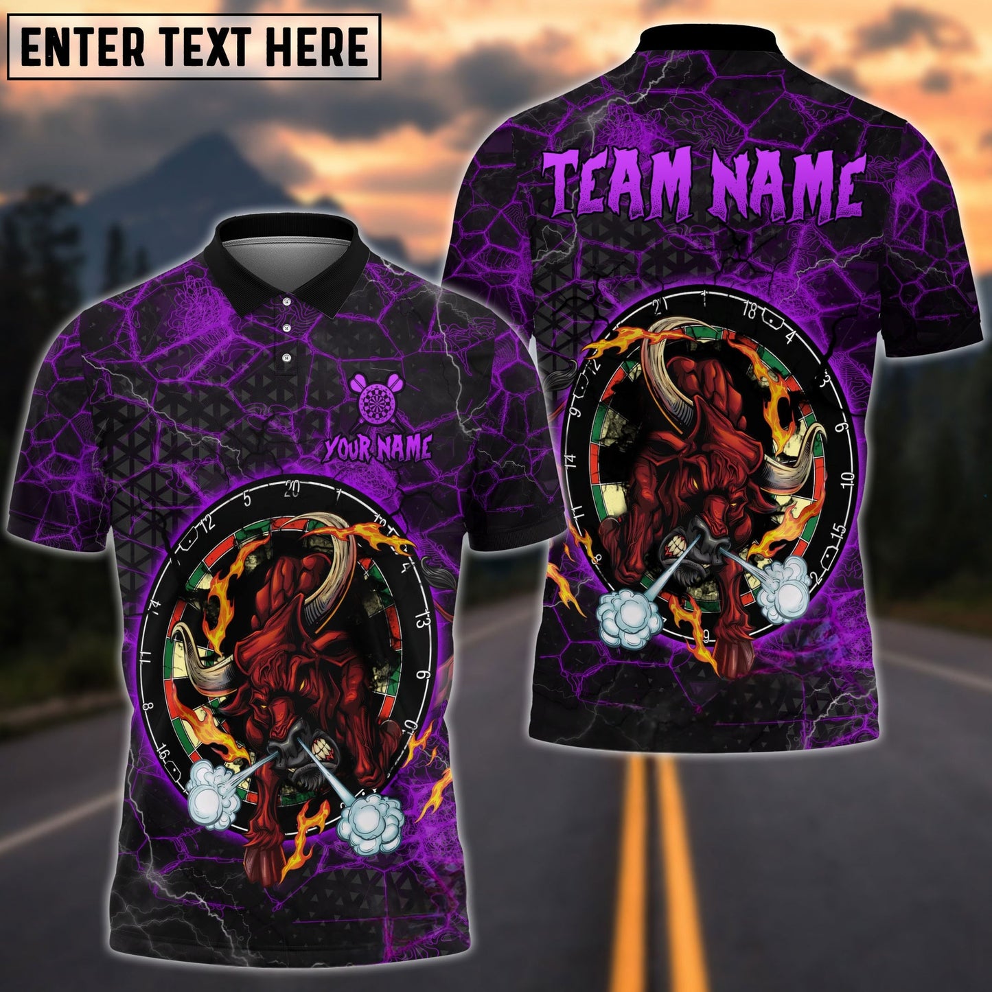 Darts Fire Red Bull Personalized Name, Team Name Shirt (4 Colors)