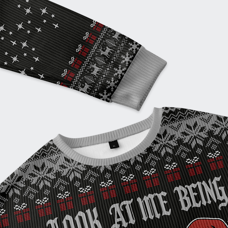 Look at Me Being Festive Skeleton Christmas Ugly Sweatshirt