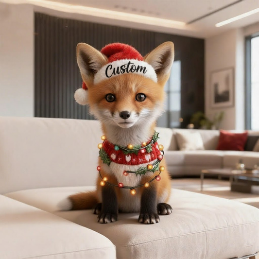 🦊 Personalized Fox Plush – Custom Christmas Fox with Lights & Sweater