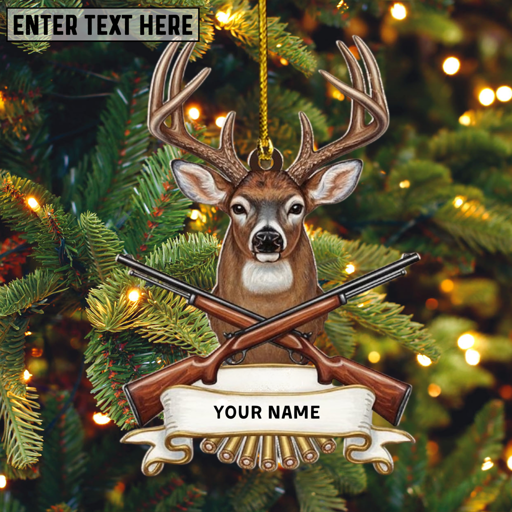 Personalized Deer Hunting Christmas Ornament, Gift For Hunter, Hunting Keepsake, Wildlife Lover Gift, Forest Decor, Hunting 2D Flat Ornament