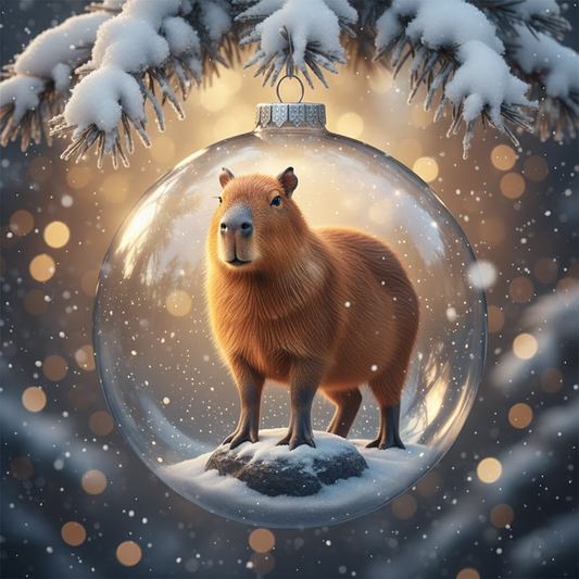 🐹 Capybara Christmas Ornament – Funny Cute Animal Glass Ball Decor Gift
