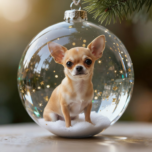 🐶 Chihuahua Christmas Ornament – Adorable Pet Lover Glass Bauble Gift Idea