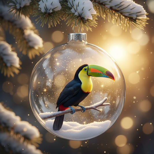 🦜 Toucan Christmas Ornament – Tropical Bird Glass Ornament Tree Decoration