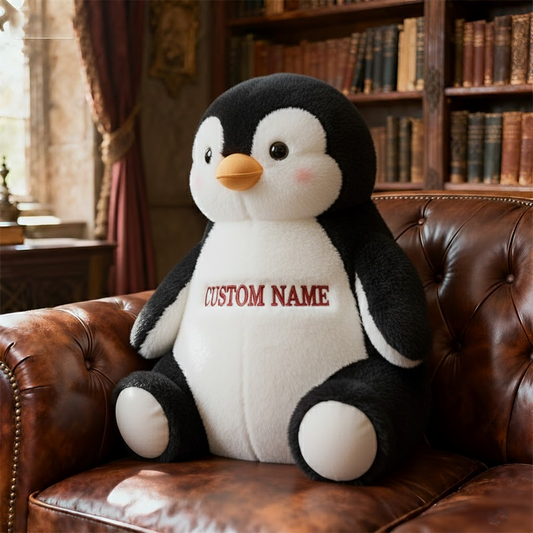 🐧 Penguin Plush with Custom Name – Soft Personalized Stuffed Animal Gift