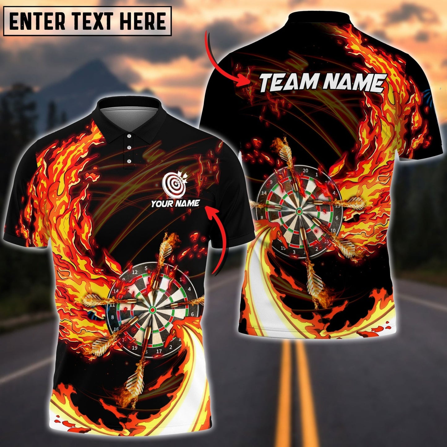 Breath Of Fire Darts Personalized Name, Team Name Polo Shirt