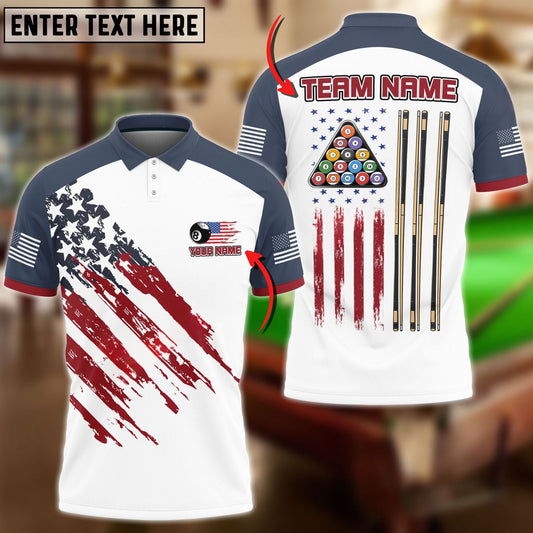 Billiards Ball 8 US Flag Champion Pattern Personalized Name, Team Name Unisex Shirt
