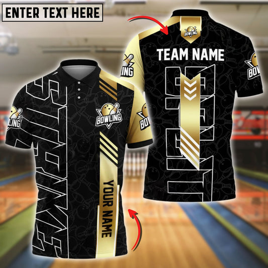 Bowling Modern Gold Vector Style Customized Name, Team Name 3D Shirt (4 Colors)