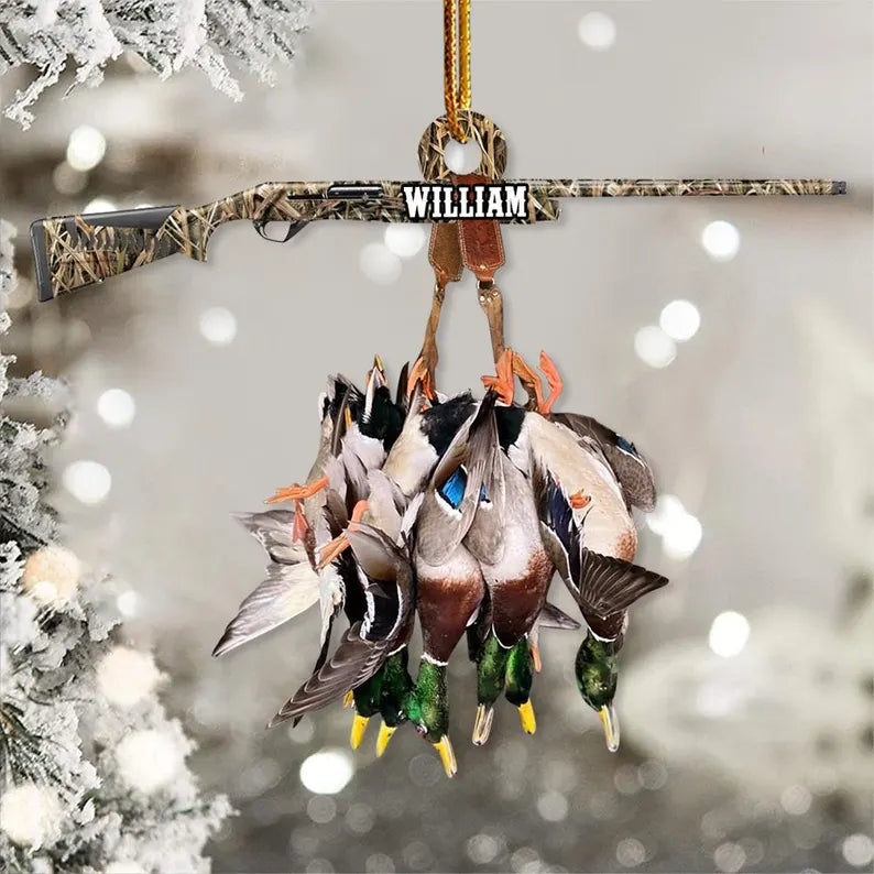 Custom Name Duck Hunting Christmas Ornament
