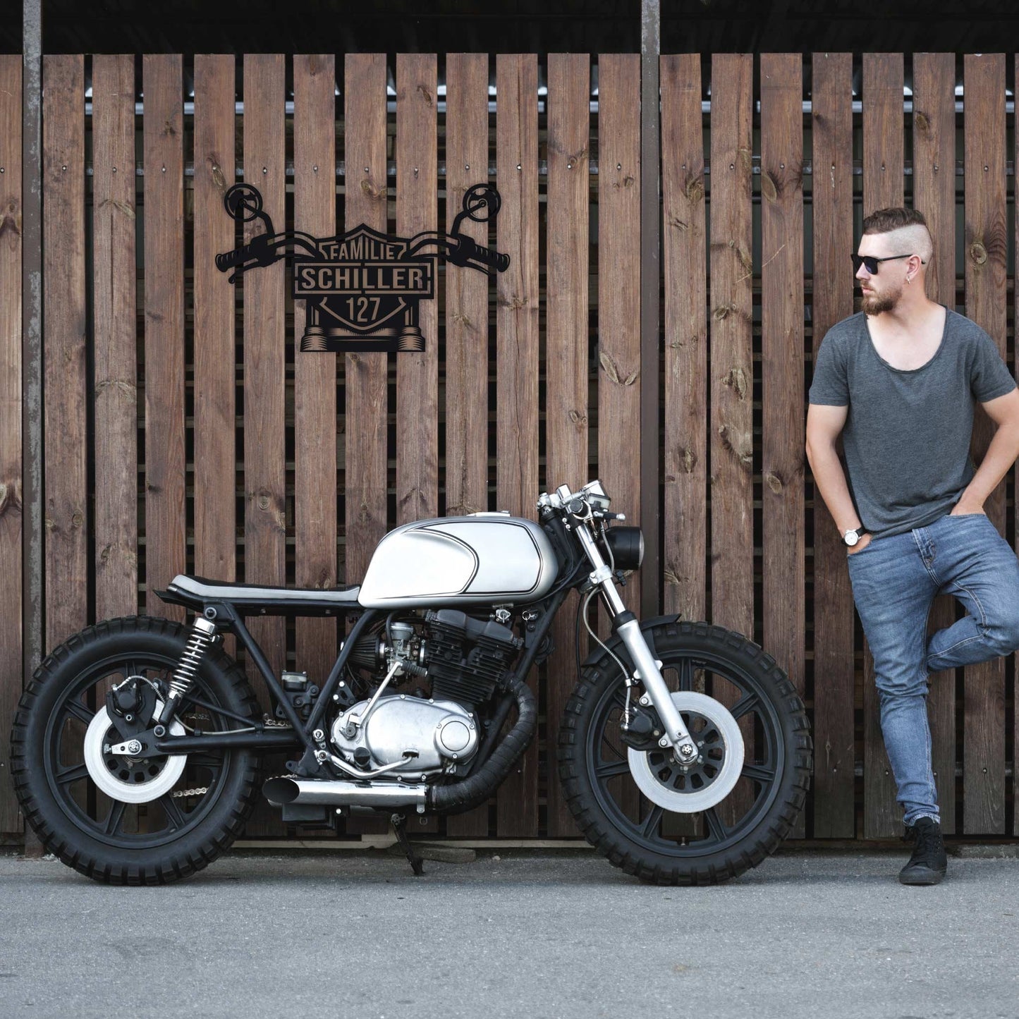 Custom Biker Harley Wall Sign with House Number and Name