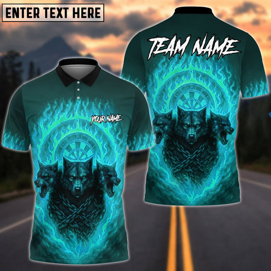 Darts Three Wolves Fire Dartboard Personalized Name, Team Name Unisex Shirt (4 Colors)