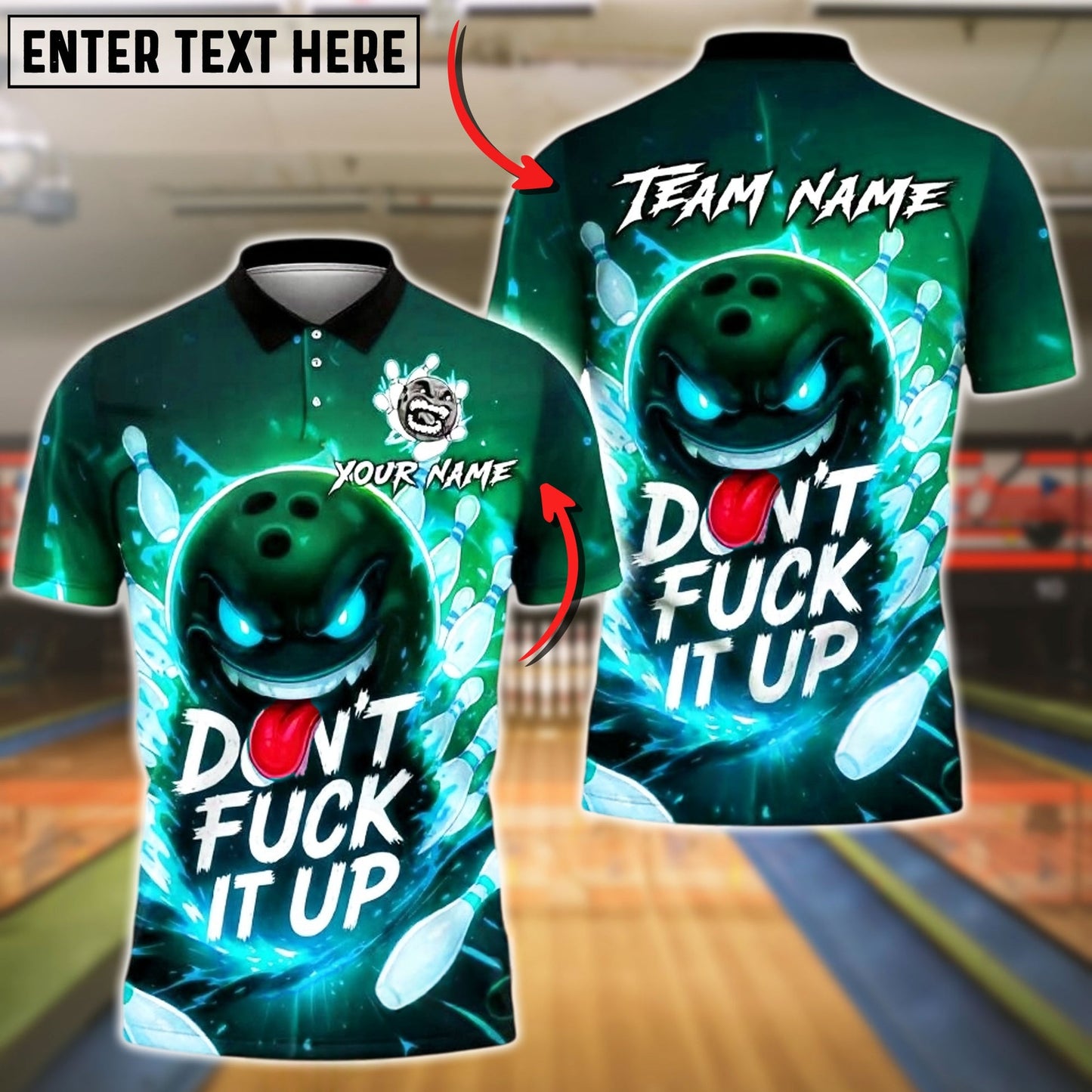 Bowling And Pins Evil Bowling Ball Customized Name, Team Name 3D Shirt (4 Colors)