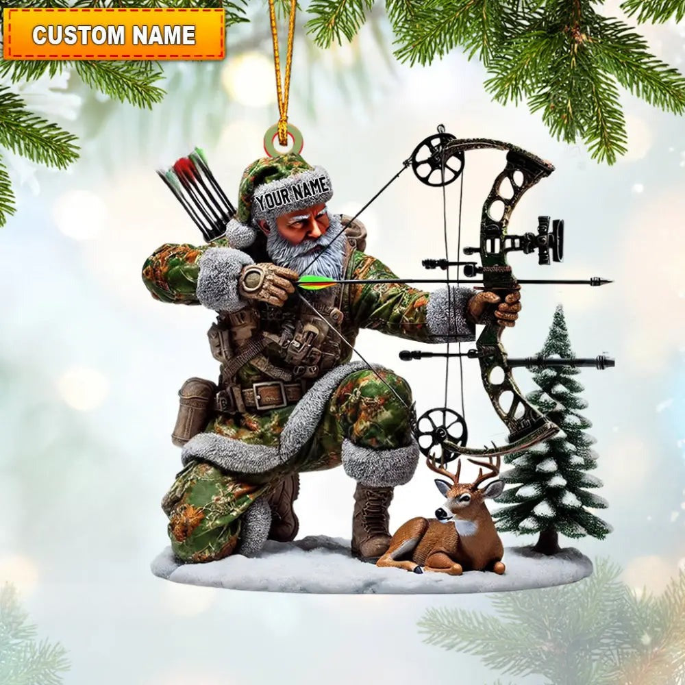 Custom Name Deer Hunter Ornament, Hunting Lover Christmas Gift