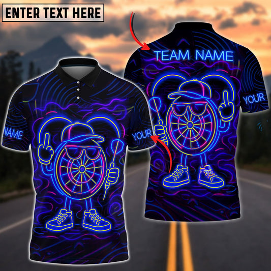 Darts Neon Dartboard Champion Personalized Name, Team Name Shirt (4 Colors)