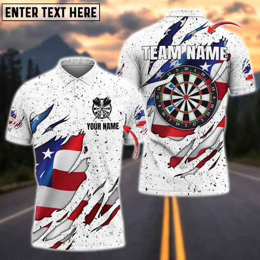 Darts White Grunge American Flag Personalized Name Shirt