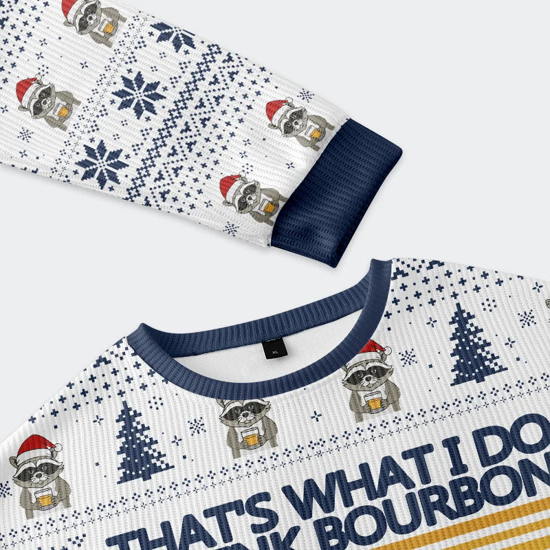 Raccoon Drinking Beer Christmas Ugly Sweatshirt
