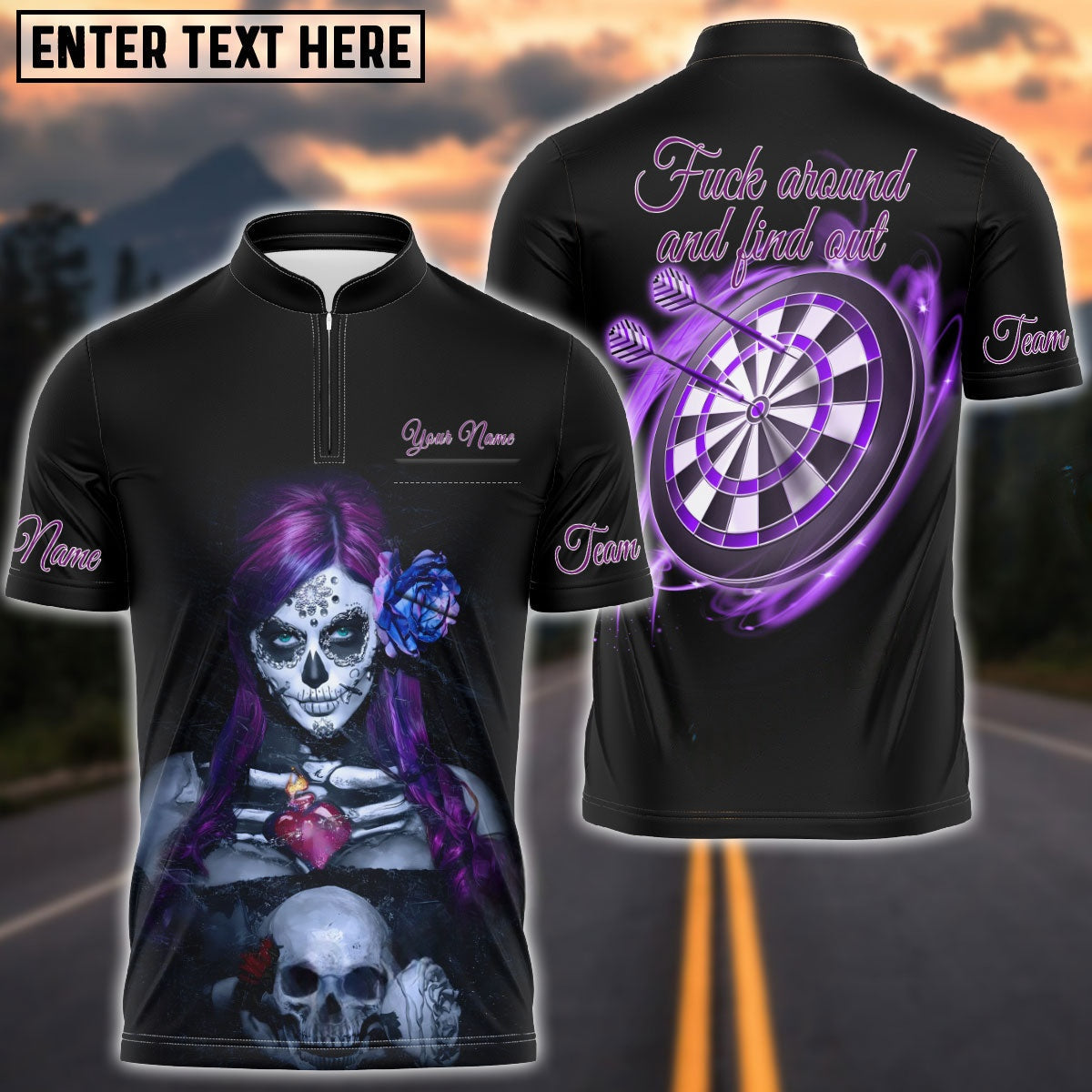 Darts Purple Girl & Skull Personalized Shirt