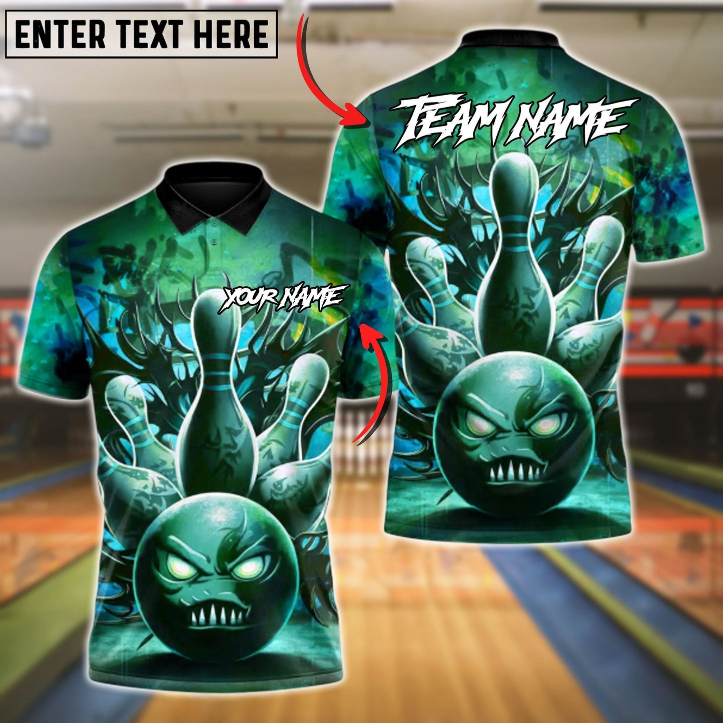 Bowling And Pins Demon Ball Customized Name, Team Name 3D Shirt (4 Colors)