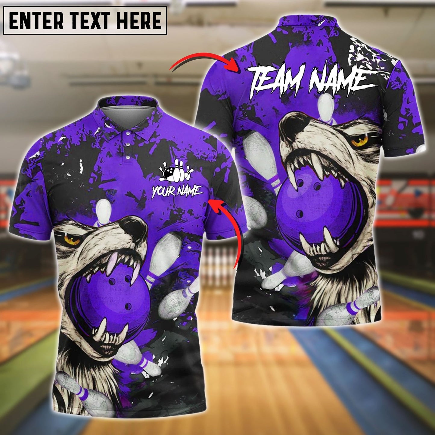 Bowling Wolf Strike Customized Name, Team Name 3D Shirt (4 Colors)