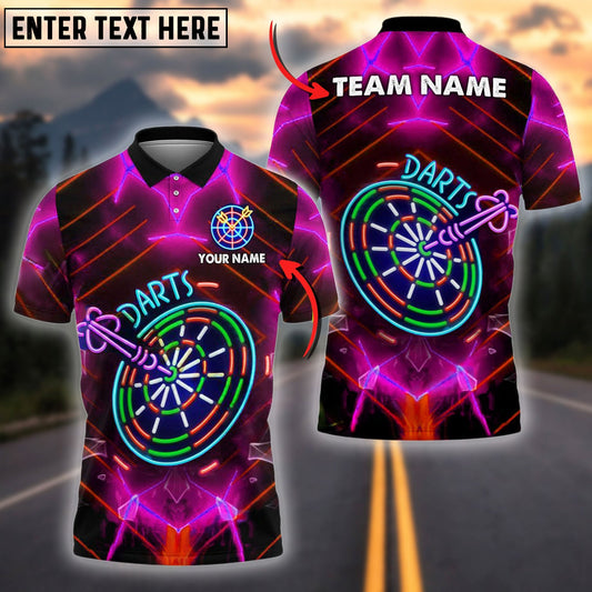 Darts Neon Glow Personalized Name, Team Name Shirt (4 Colors)