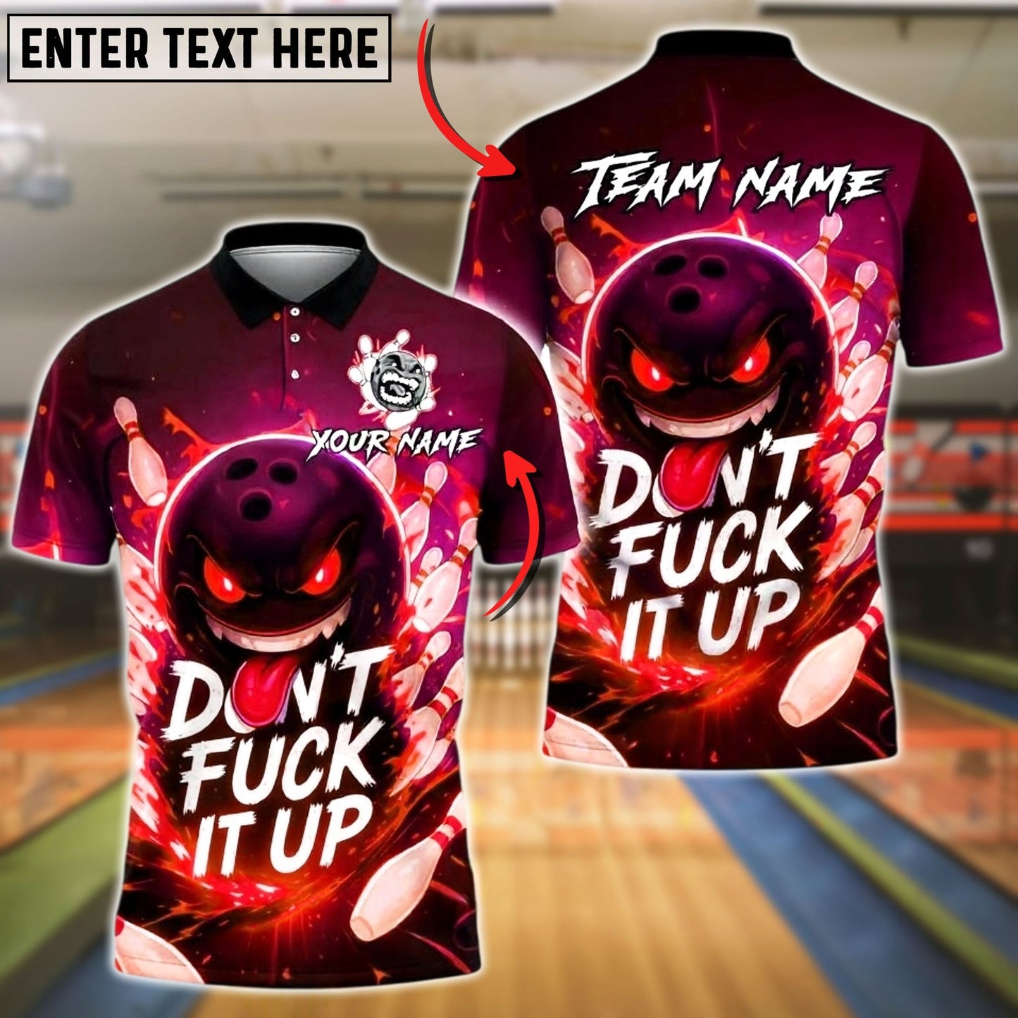Bowling And Pins Evil Bowling Ball Customized Name, Team Name 3D Shirt (4 Colors)