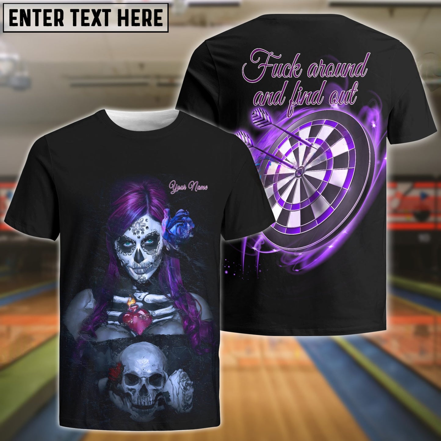Darts Purple Girl & Skull Personalized Shirt