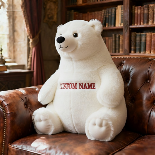 🐻❄️ Polar Bear Plush – Custom Name Winter Stuffed Animal for Christmas Gift