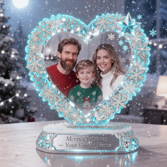 ❤️ Family Christmas Ornament – Personalized Photo Frame with Custom Family Name