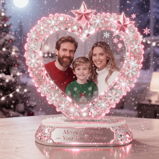 ✨ Merry Christmas Custom Photo Ornament – Family Name Personalized Decoration