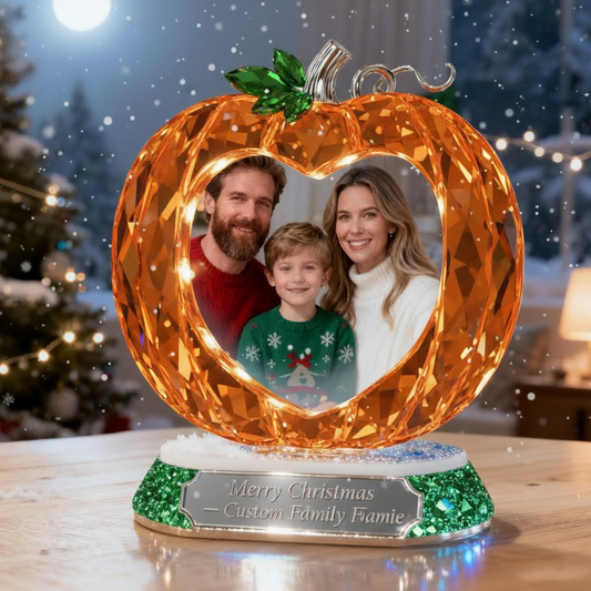 🎃 Pumpkin Heart Ornament – Personalized Family Photo Christmas Gift