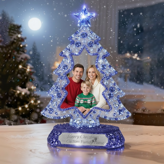 🔔 Customizable Christmas Ornament – Heart, Tree, Bell Shape with Your Family Photo