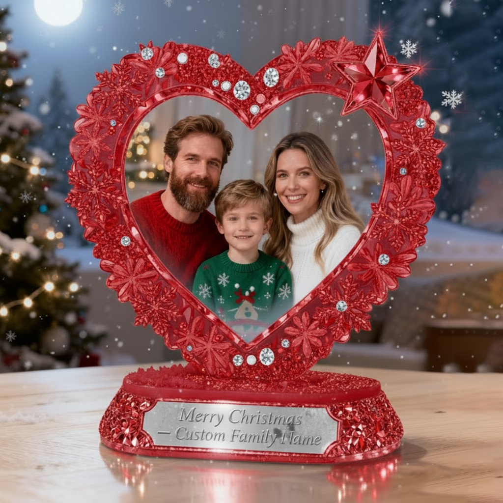 π Christmas Tree or Bell Ornament β Custom Image & Family Name Engraved
