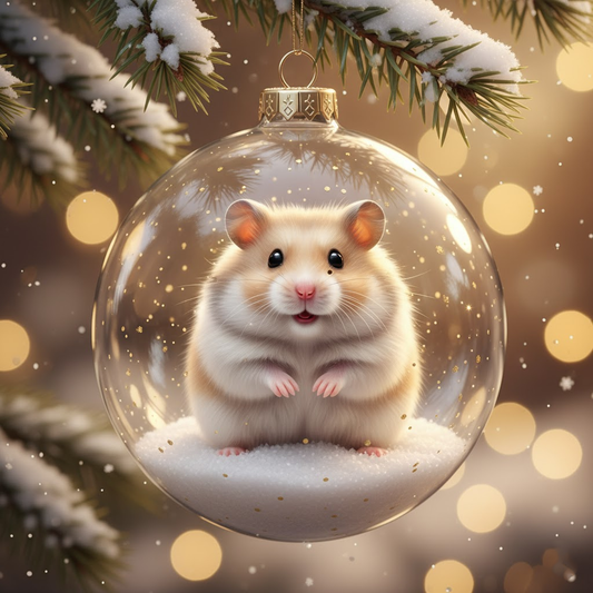 🐹 Hamster Christmas Ornament – Cute Animal Glass Bauble Gift for Pet Lovers