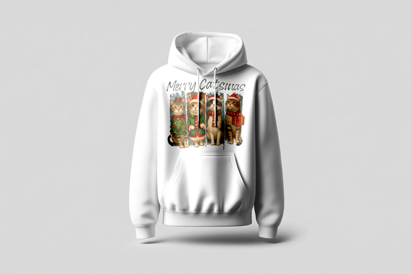 Merry Catsmas – Four Festive Cats Christmas T-Shirt