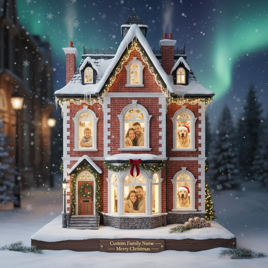 Custom Photo & Family Name 'Victorian Christmas' Acrylic Plaque