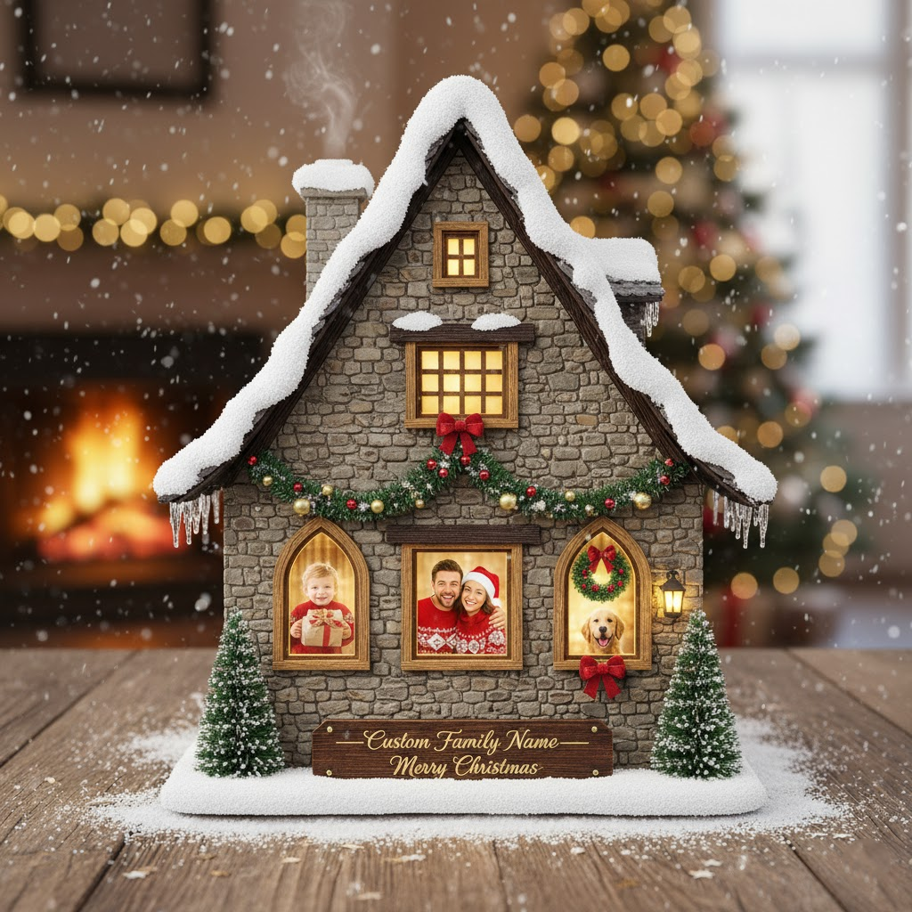 Custom Photo & Family Name 'Stone Haven Holiday' Acrylic Plaque